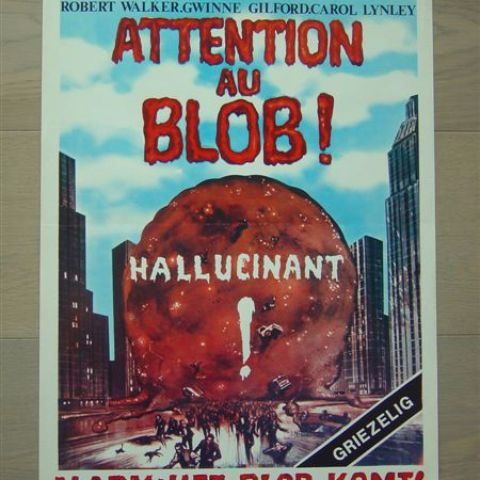 'Attention au Blob' (Robert Walker, Carol Lynley) Belgian affichette
